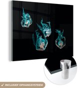 MuchoWow® Glasschilderij 160x120 cm - Schilderij acrylglas - Kwal - Zeedieren - Zwart - Foto op glas - Schilderijen