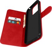 Portefeuillehoes Geschikt voor Xiaomi Redmi 12C kunstleer blauw vlindermotief/rood