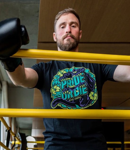 PRIDE or Die Cotton T-Shirt "Stay Hungry" Zwart taille XL
