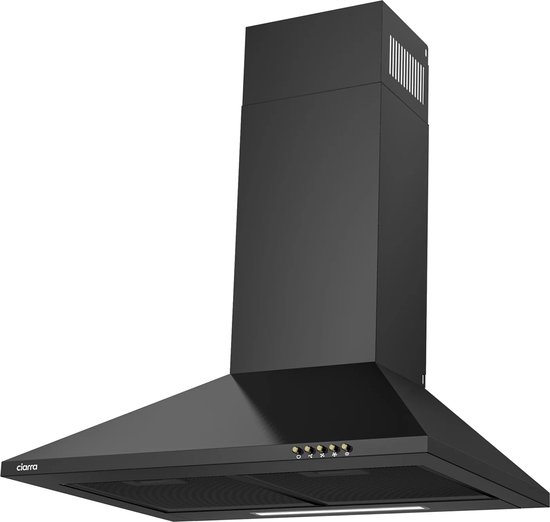 CIARRA CBCB6201-B Afzuigkap Wandschouw 60cm Zwart - inclusief set koolstoffilters - energieklasse A