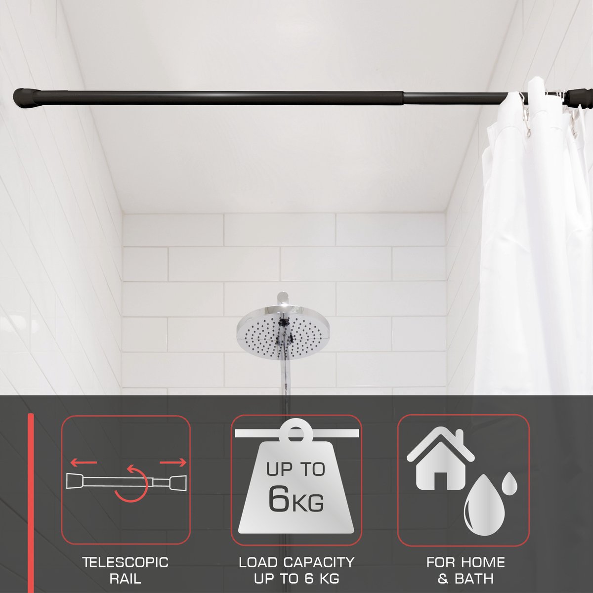 bomoe Neptun Douchegordijnstang Zonder Boren 140260cm Traploos