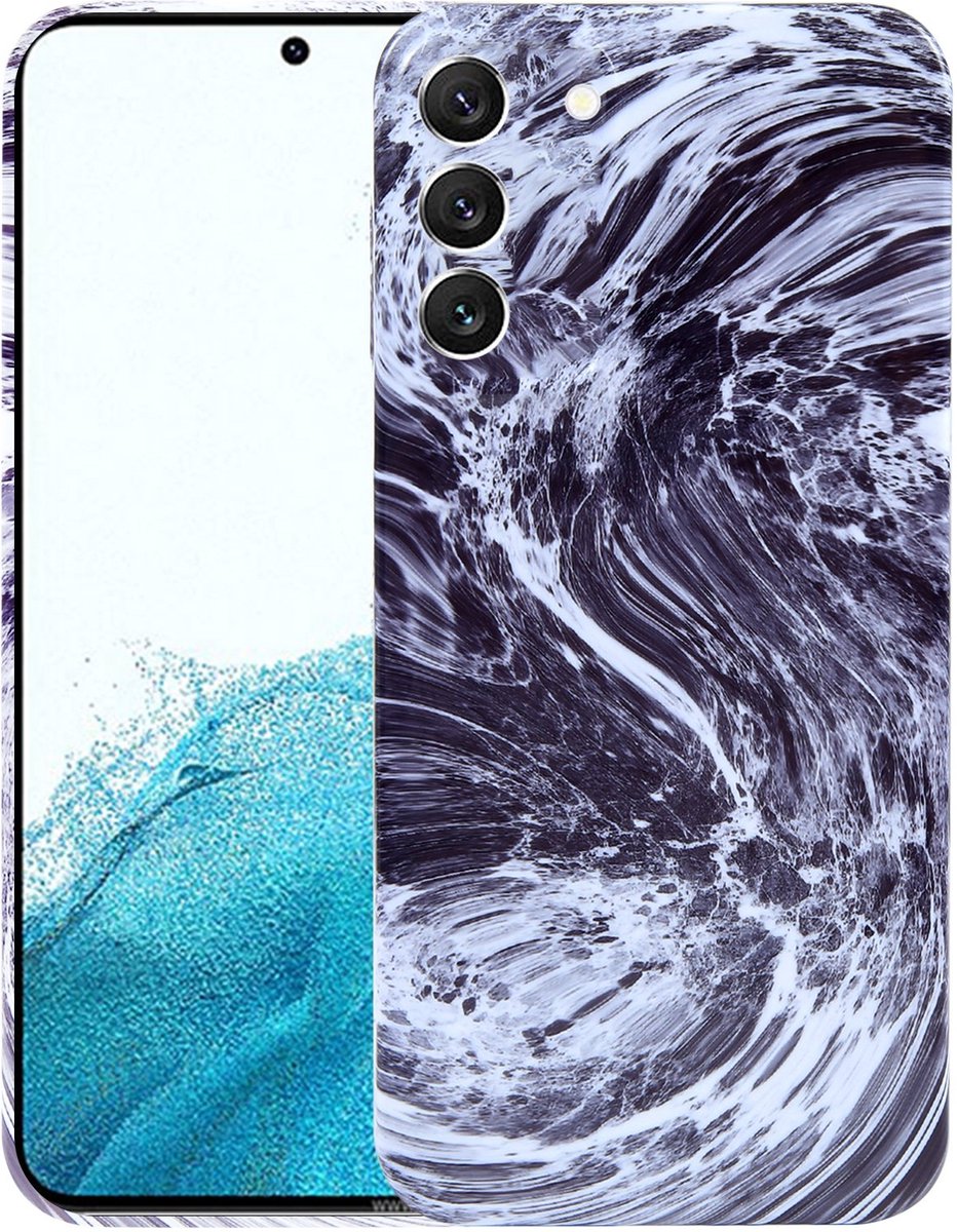 MarbleShield - De ultieme marmeren TPU beschermhoes voor uw Galaxy S22 5G Zwart / Wit
