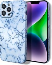 MarbleShield - De ultieme marmeren TPU beschermhoes voor uw iPhone 14 Wit / Blauw