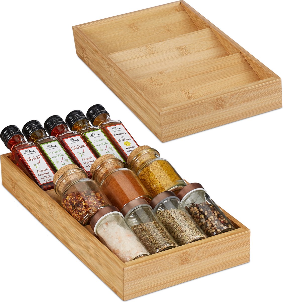 kruiden organizer - lade - set van 2 - 3 laags - 5 x 20 x 38 cm - liggend - keukenla