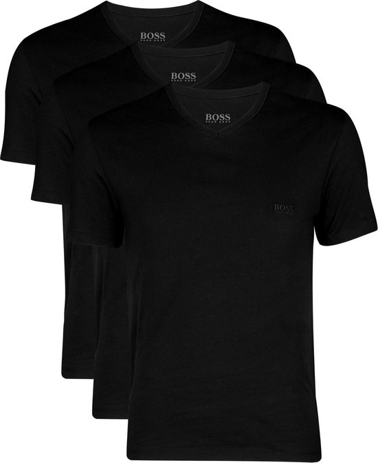 Promotion Lot de 3: T-shirts Hugo Boss Regular Fit - Col V - noir - Taille S