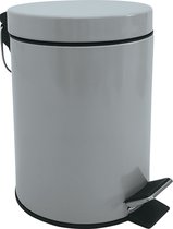 MSV Prullenbak/pedaalemmer - metaal - grijs - 3 liter - 17 x 25 cm - Badkamer/toilet