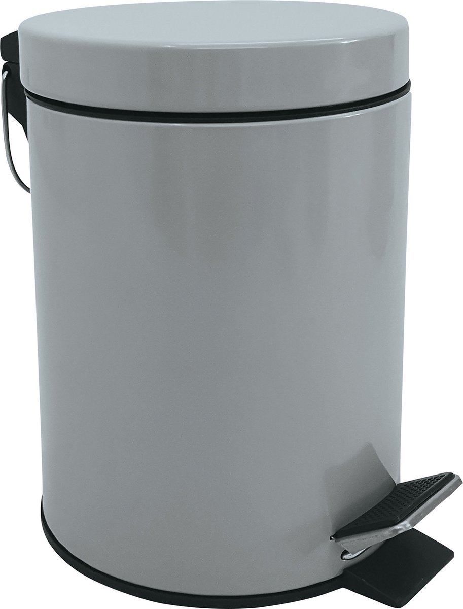 Goedkoopste MSV Prullenbak/pedaalemmer - metaal - grijs - 3 liter - 17 x 25 cm - Badkamer/toilet