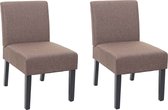 Set van 2 eetkamerstoelen MCW-F61, loungestoel, stof/textiel ~ bruin