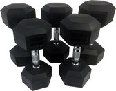 Tunturi Rubber Dumbbell Set - Dumbellset - 12-20 kg (5 sets - 12/14/16/18/20kg) - incl. gratis fitness app