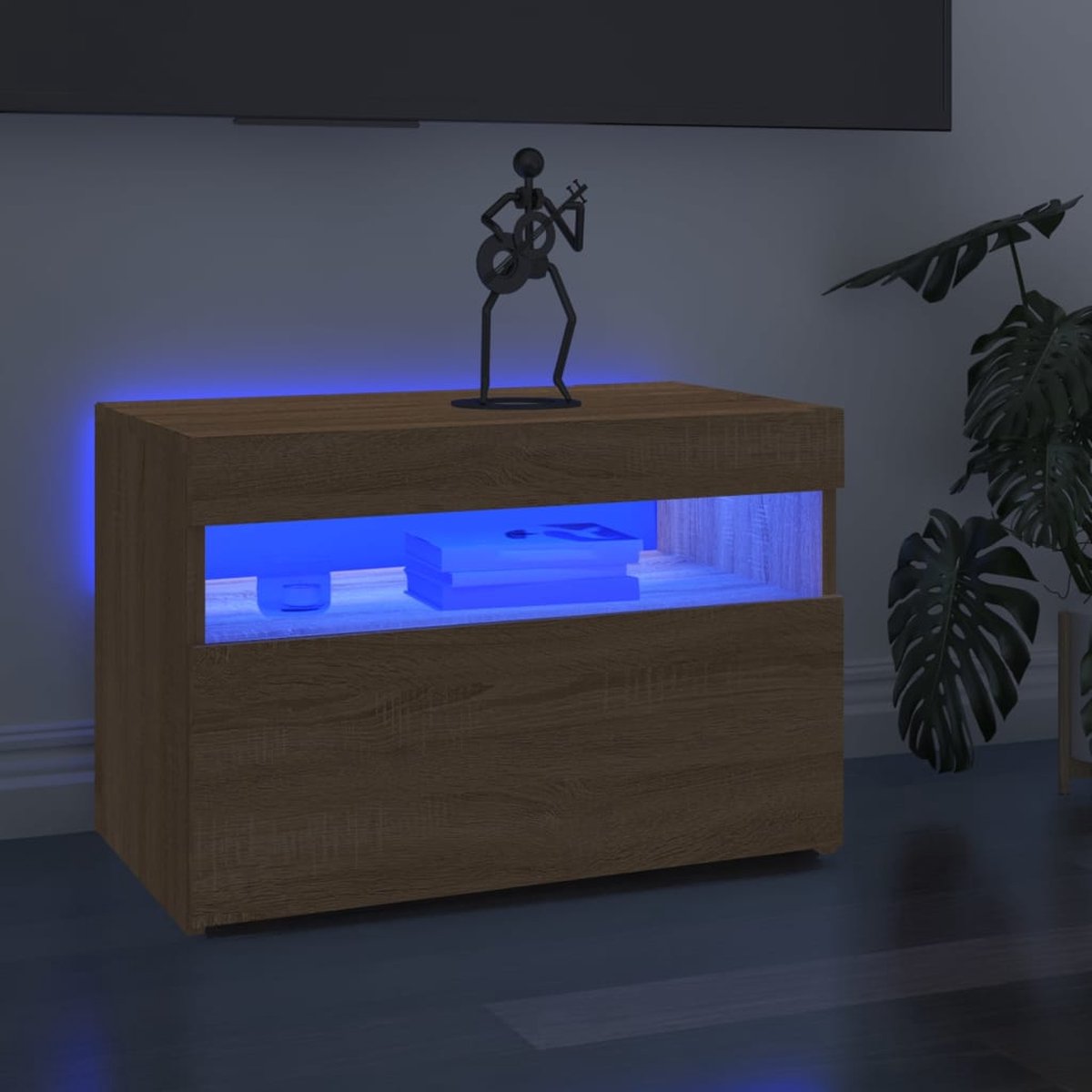 vidaXL Led-verlichting - Tv-meubel - Tv-meubel met LED-verlichting 60x35x40 cm sonoma eikenkleurig - Salontafel - Houten Meubilair - Sonora Eiken