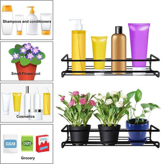 Zwart Muur Montage Specerijen Rek Organizers (x4) – Enkel Laags ...