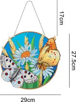 Diamond painting Krans - Bloemen en Vlinders - Ronde steentjes - Compleet Hobbypakket