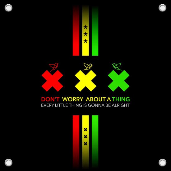 Ajax Tuinposter - Bob Marley - Voetbal - Tuinposter - Poster - Tuindecoratie - 80x80cm - Voorzien Van Ophangogen