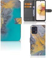 Flip Case Motorola Moto G73 Hoesje Marble Blue Gold