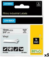 Laminated Tape for Labelling Machines Rhino Dymo ID1-19 19 x 5,5 mm Black White Stick Self-adhesives (5 Units)