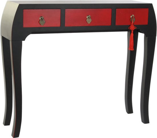 Console DKD Home Decor Spar Rood Zwart MDF Orientaals (96 x 27 x 80 cm)