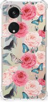 Telefoonhoesje OPPO Reno8 T 5G Silicone Case met transparante rand Butterfly Roses