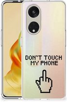 Leuk TPU Back Case OPPO Reno8 T 5G Hoesje Finger Don't Touch My Phone