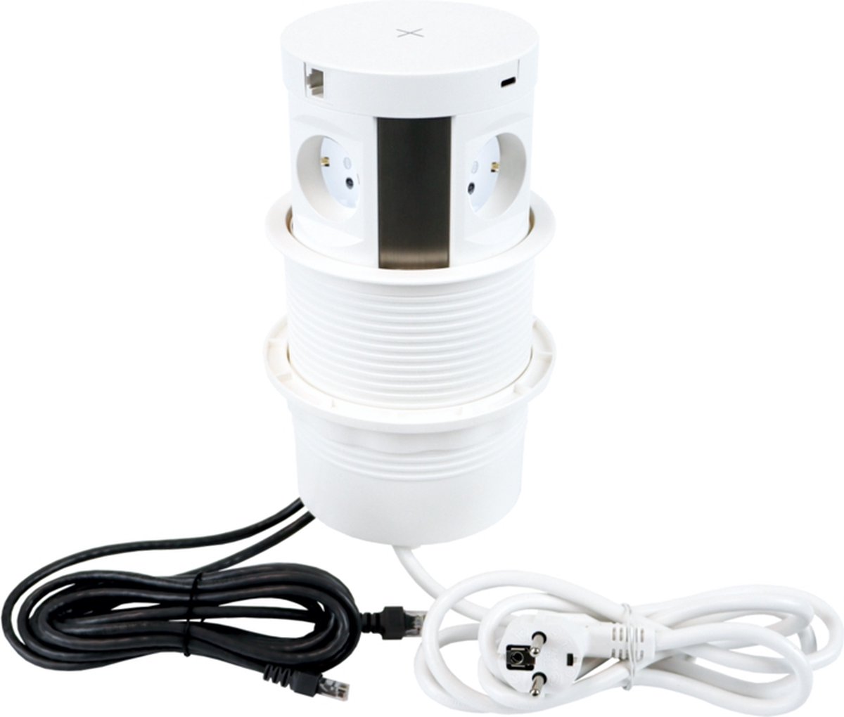 Q-Link stekkerdoos 3-voudig - randaarde - 1 x USB-A, 1 x USB-C