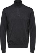 Selected - Heren Sweaters Berg Half Zip Cardigan Antraciet - Grijs - Maat XL