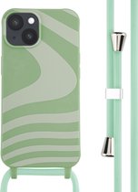 iMoshion Hoesje Geschikt voor iPhone 14 Hoesje Met Koord - iMoshion Siliconen design hoesje met koord - Groen / Retro Green