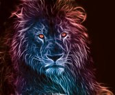 Fotobehang - Brandende Leeuw - Fire Lion - Vliesbehang - 208 x 146 cm