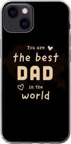Geschikt voor iPhone 13 hoesje - Quotes - The best dad in the world - Spreuken - Papa - Siliconen Telefoonhoesje