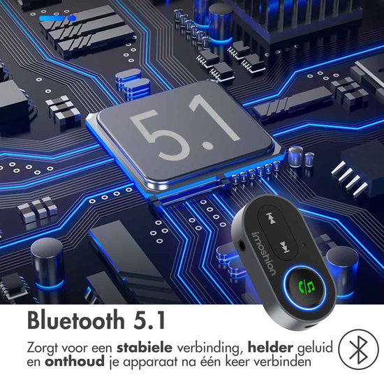 iMoshion Bluetooth Receiver Auto – Bluetooth Transmitter naar elke autoradio met AUX – Handsfree bellen – Bluetooth ontvanger