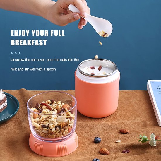 LEBENLANG Mueslibeker voor onderweg met lepel, isolerende roestvrijstalen binnenwand & 650 ml, yoghurtbeker om mee te nemen, voor pap, yoghurt, yoghurt, kinderen en volwassenen LEBENLANG Mueslibeker voor onderweg met lepel, isolerende roestvrijstalen binnenwand & 650 ml, yoghurtbeker om mee te nemen, voor pap, yoghurt, yoghurt, kinderen en volwassenen