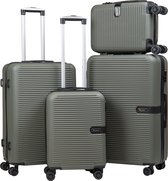 Kofferset 4-delig - Handbagage - Koffer met wielen - Koffers - Trolley - Milaan - Olijfgroen