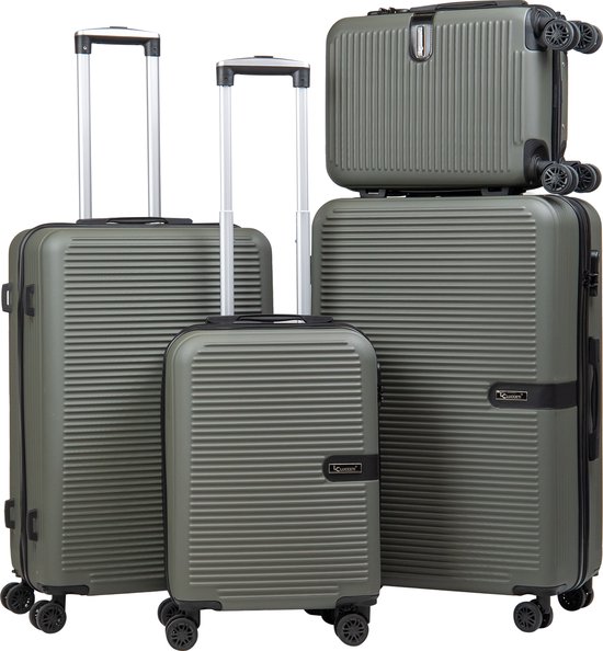 Kofferset 4-delig - Handbagage - Koffer met wielen - Koffers - Trolley - Milaan - Olijfgroen