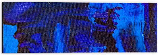 Dibond - Felblauwe Vlekken tegen Donkerblauwe Achtergrond - 60x20 cm Foto op Aluminium (Met Ophangsysteem)