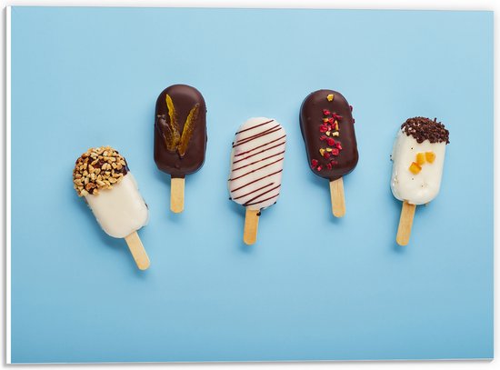 PVC Schuimplaat - Chocolade Ijsjes met Toppings - 40x30 cm Foto op PVC Schuimplaat (Met Ophangsysteem)