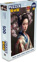 Puzzel Vrouw - Sakura - Kimono - Aziatisch - Portret - Legpuzzel - Puzzel 500 stukjes