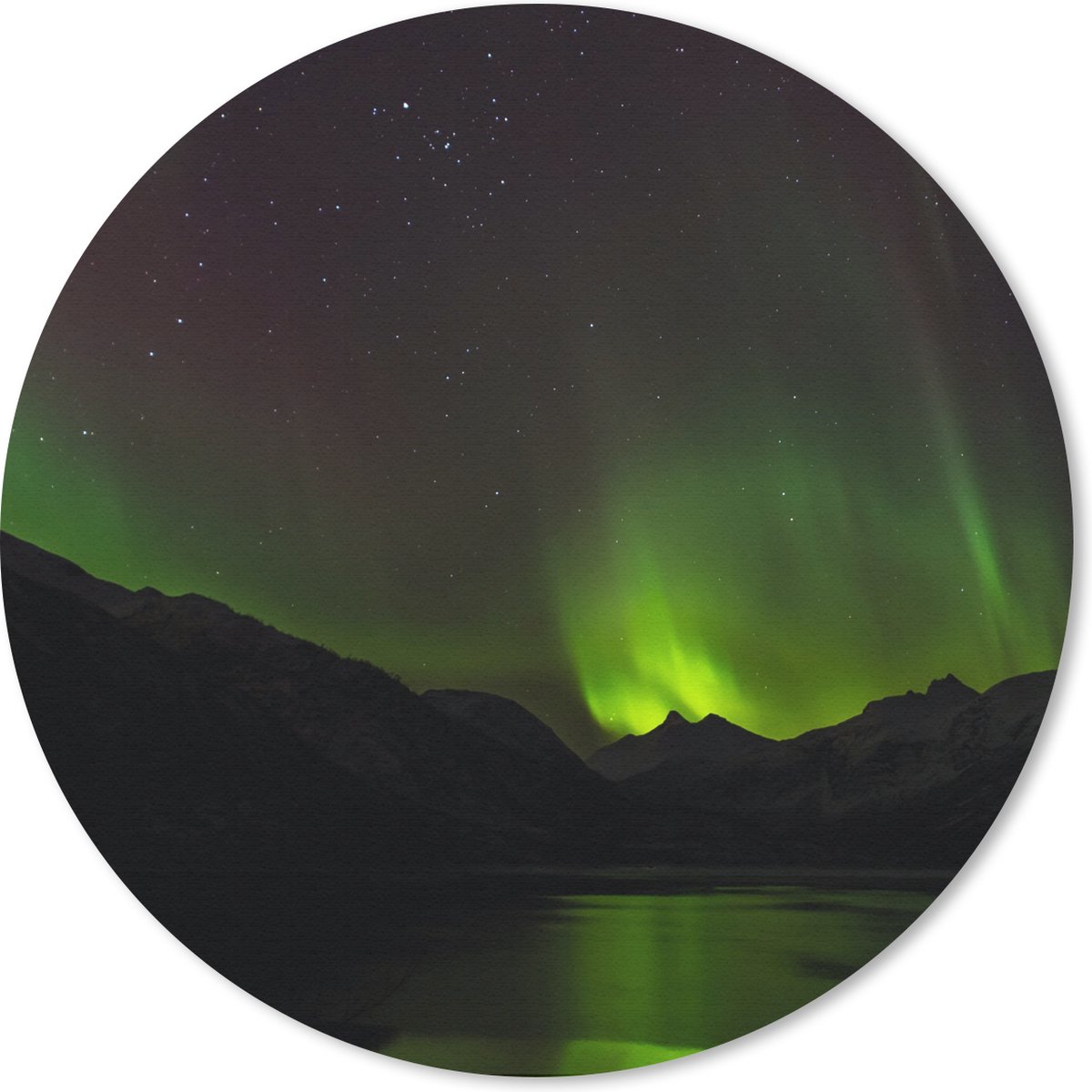 Muismat rond 30x30 cm - Mousepad Aurora - Sterrenhemel - Bergen - Ronde muismatten