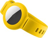Siliconen bandje - hoesje - geschikt voor AirTag - polsbandje - geel