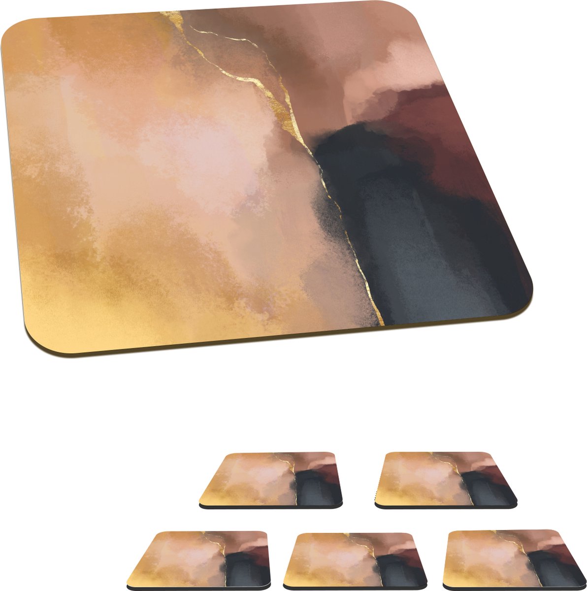 Onderzetters voor glazen - Abstract - Verf - Pastel - 10x10 cm - Glasonderzetters - 6 stuks