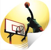 Muurstickers - Sticker Folie - Een basketbalspeler dunkt vanaf de zijkant in een illustratie - 120x120 cm - Plakfolie - Muurstickers Kinderkamer - Zelfklevend Behang XXL - Zelfklevend behangpapier - Stickerfolie