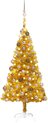 vidaXL - Kunstkerstboom - met - verlichting - en - kerstballen - 150 - cm - PET - goud