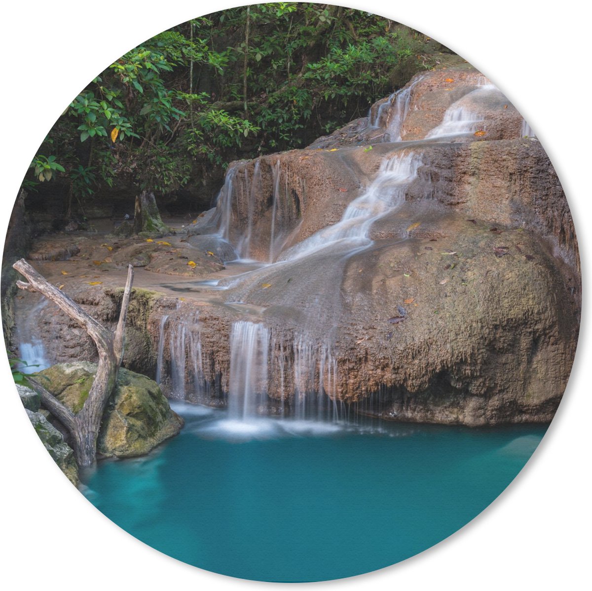 Muismat rond 50x50 cm - Mousepad Waterval - Rots - Landschap - Ronde muismatten