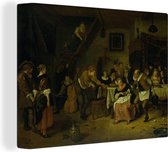 Canvas Schilderij De Boerenbruiloft - Jan Steen - 120x90 cm - Wanddecoratie
