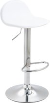 Barkruk Melisa - Wit - Chroom - Modern Design - Set van 1 - In Hoogte Verstelbaar - Voetsteun - 360 Rotatie - Voor Keuken en Bar - Gestoffeerde Zitting