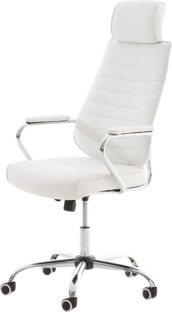 Premium Bureaustoel Sigfrido XL - 100% polyurethaan - Wit - Op wielen - Ergonomische bureaustoel - Voor volwassenen - In hoogte verstelbaar