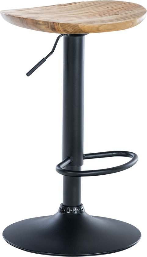 Barkruk Tiso - Hout - Zithoogte 56-80 cm - Set van 1 - Zonder rugleuning - In hoogte verstelbaar - Keuken en bar - Ergonomische barstoelen