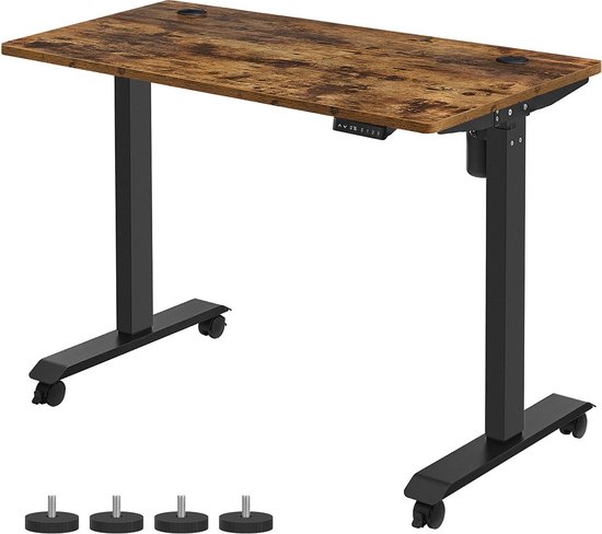 Elektrisch Bureau Mida - Zit-sta bureau - Bruin - Memory functie met 3 hoogtes - In hoogte verstelbaar 71-117cm - 80kg draagvermogen - 70x140cm