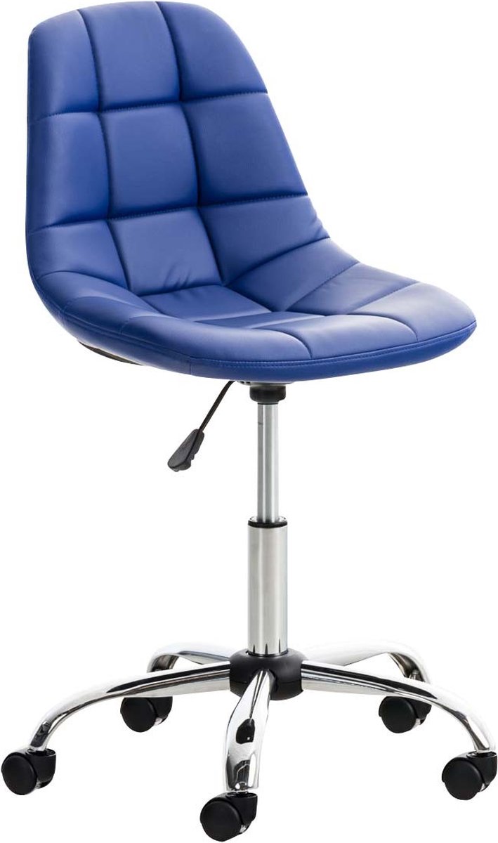 Werkkruk Rufino - Blauw - Voor volwassenen - Op wieltjes - Kunstleer - Ergonomische bureaustoel - In hoogte verstelbaar