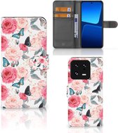 Smartphone Hoesje Xiaomi 13 Pro Flipcase Cadeautjes voor Moederdag Butterfly Roses