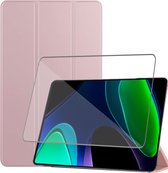 Tablet Hoes + Screenprotector geschikt voor Xiaomi Pad 6 – Tempered Glass - Extreme Shock Case - Rosé