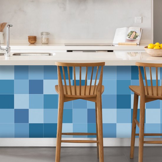Ulticool Décoration Stickers carrelages - Blauw Clair Couleurs Bleu - 15x15 cm - 15 pièces