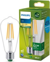 Philips Ultra Efficient LED lamp Edison Transparant - 60 W - E27 - Warmwit licht